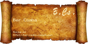 Ber Csaba névjegykártya
